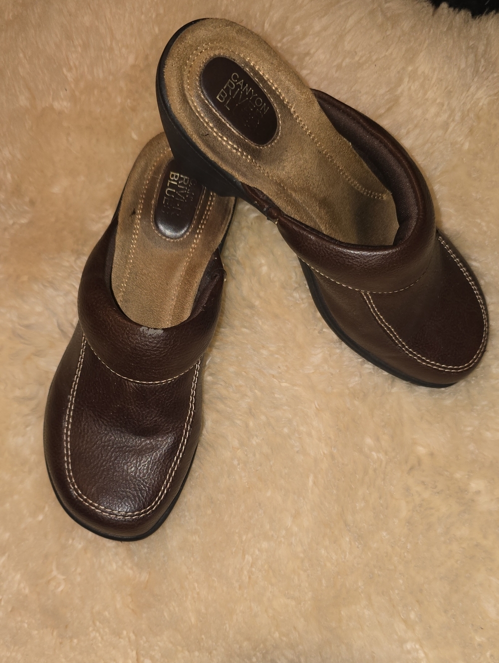 Canyon River Blues Brown Leather Slip-On Clogs